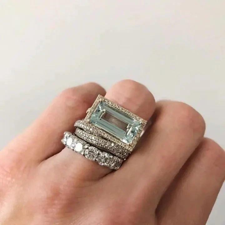 Anello vintage in argento con vetro turchese