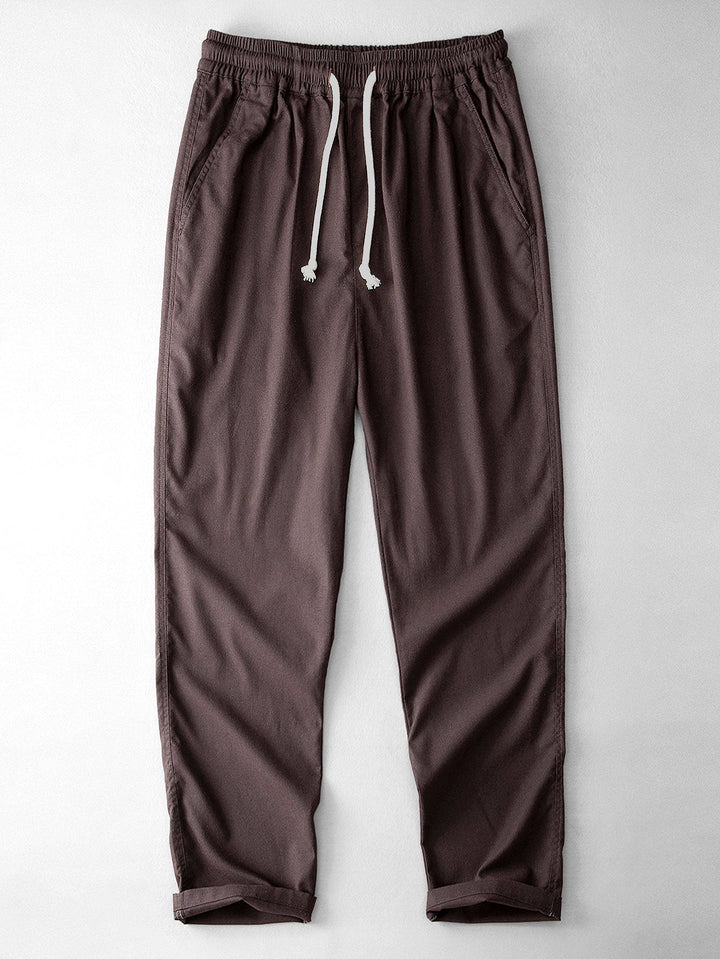 Camicia in lino e cotone a maniche lunghe con tasca & pantaloni in lino a gamba dritta