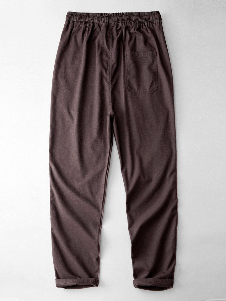 Camicia in lino e cotone a maniche lunghe con tasca & pantaloni in lino a gamba dritta