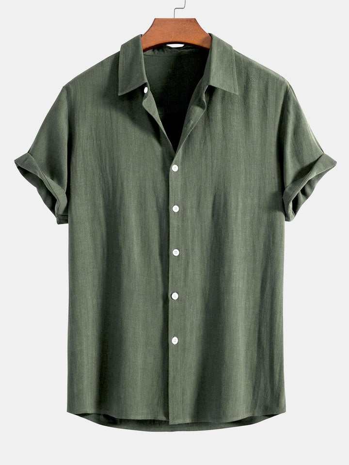 Camicia a bottoni in misto lino e rayon & Pantaloni in lino a gamba dritta