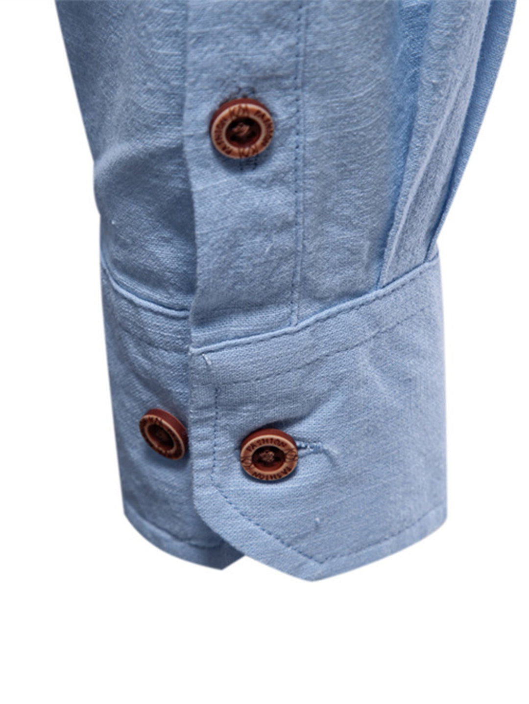 Camicia a collo alto effetto lino a maniche lunghe