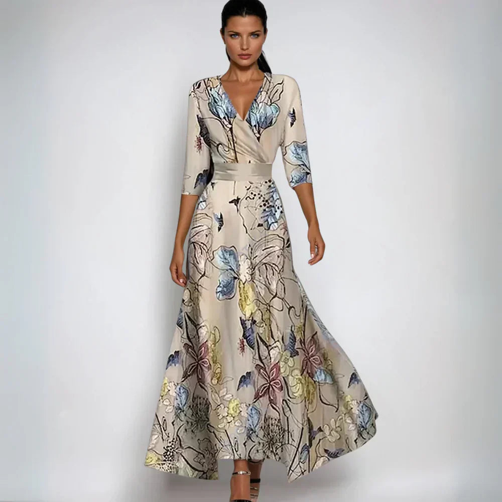 Janoa™ | Abito Maxi a Involucro Elegante con Fiori