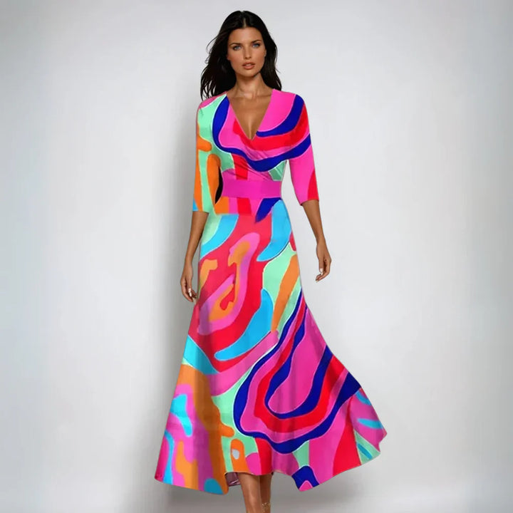Janoa™ | Abito Maxi a Involucro Elegante con Fiori