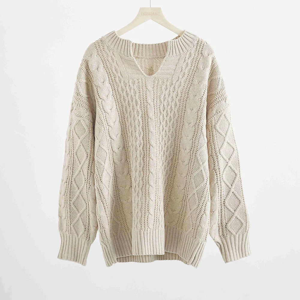 Anna™ | Maglione casual a maniche lunghe e scollo a V unito