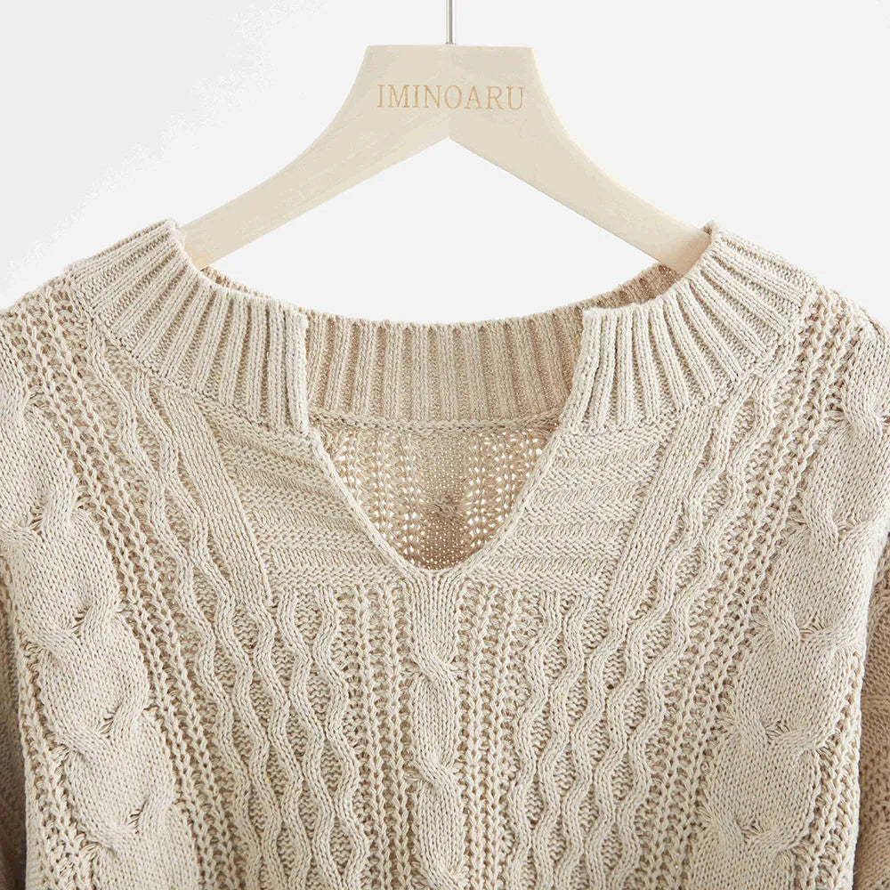 Anna™ | Maglione casual a maniche lunghe e scollo a V unito