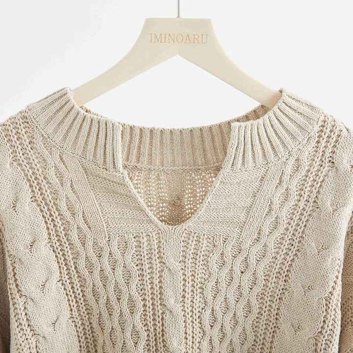 Anna™ | Maglione casual a maniche lunghe e scollo a V unito