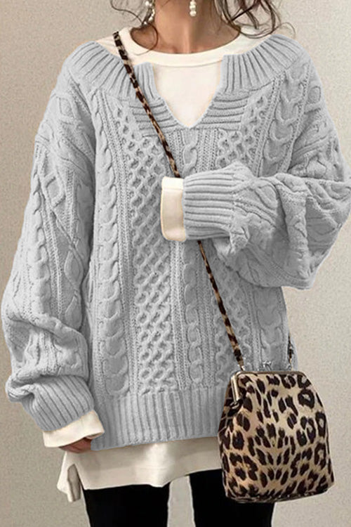 Anna™ | Maglione casual a maniche lunghe e scollo a V unito
