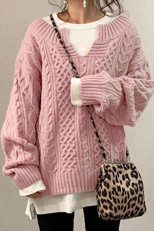 Anna™ | Maglione casual a maniche lunghe e scollo a V unito
