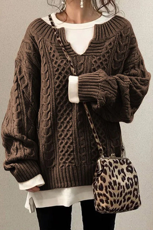 Anna™ | Maglione casual a maniche lunghe e scollo a V unito