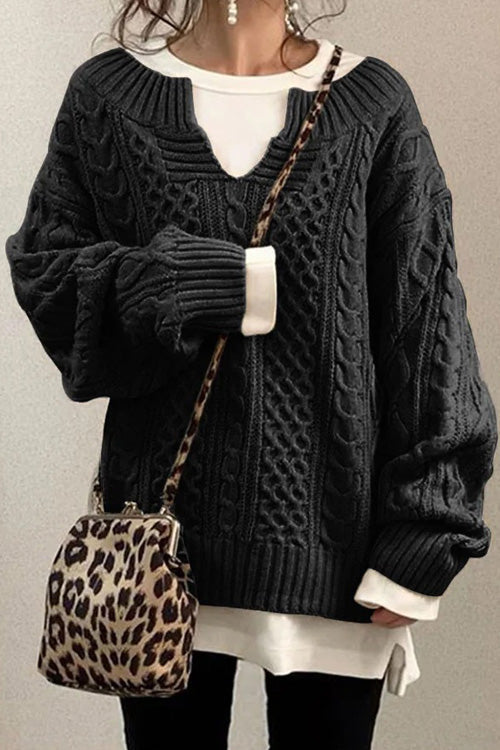 Anna™ | Maglione casual a maniche lunghe e scollo a V unito