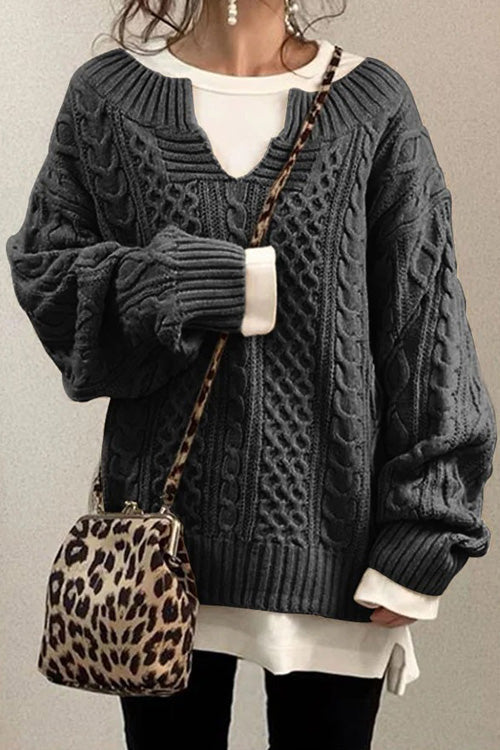 Anna™ | Maglione casual a maniche lunghe e scollo a V unito