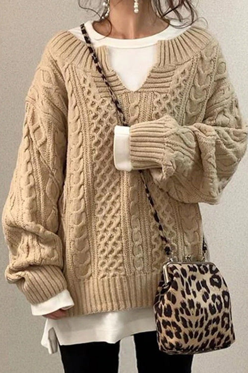Anna™ | Maglione casual a maniche lunghe e scollo a V unito