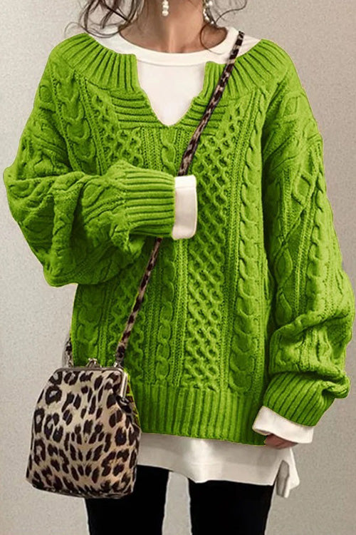 Anna™ | Maglione casual a maniche lunghe e scollo a V unito