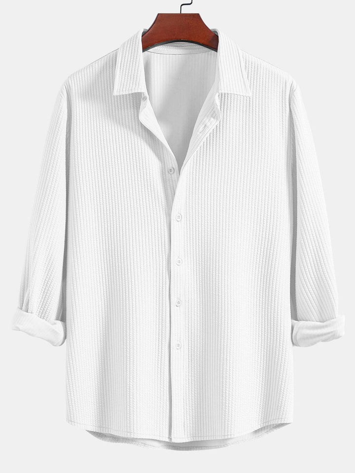 Camicia a righe a maniche lunghe, taglio muscolare, con bottoni & pantaloni a righe a gamba dritta