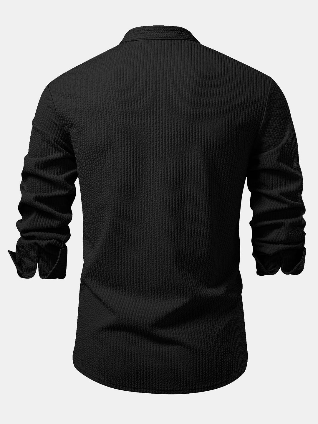 Camicia a coste con colletto alto, taglio muscolare, maniche lunghe