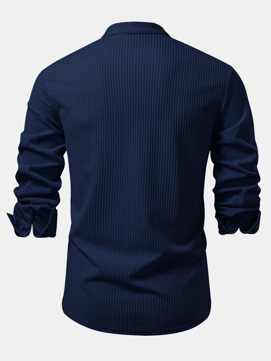 Camicia a coste con colletto alto, taglio muscolare, maniche lunghe