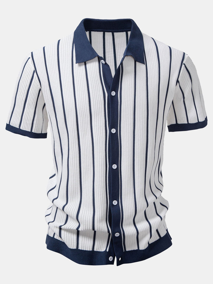 Camicia a bottoni in maglia a righe