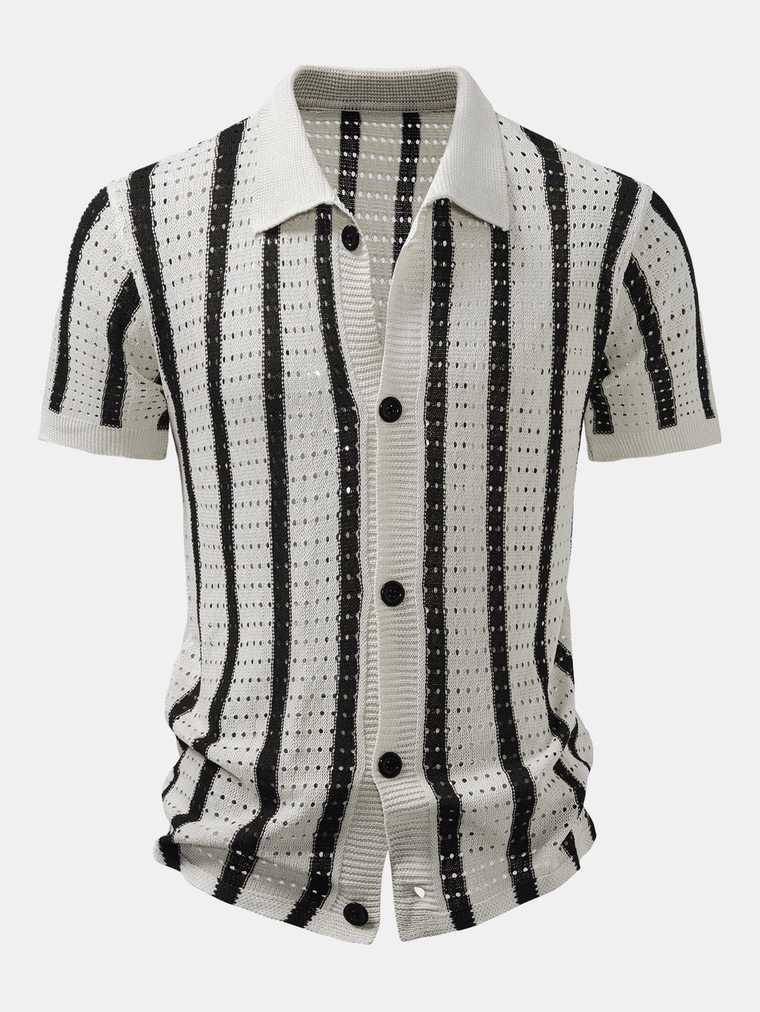 Camicia a maglia con occhietti a righe