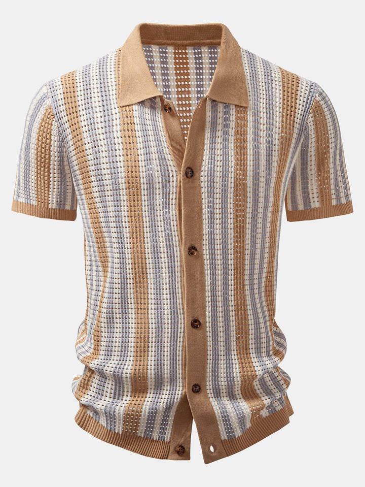 Camicia in crochet a occhielli a righe