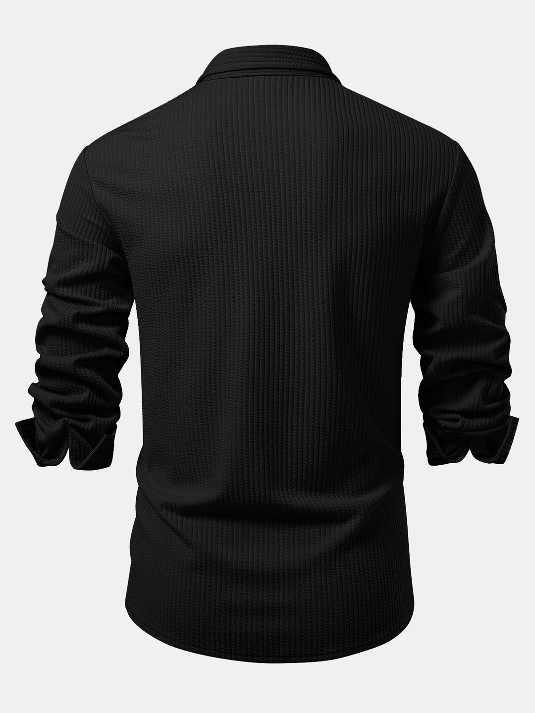 Chemise côtelée à manches longues, ajustée muscle, boutonnée & pantalon côtelé à jambe droite