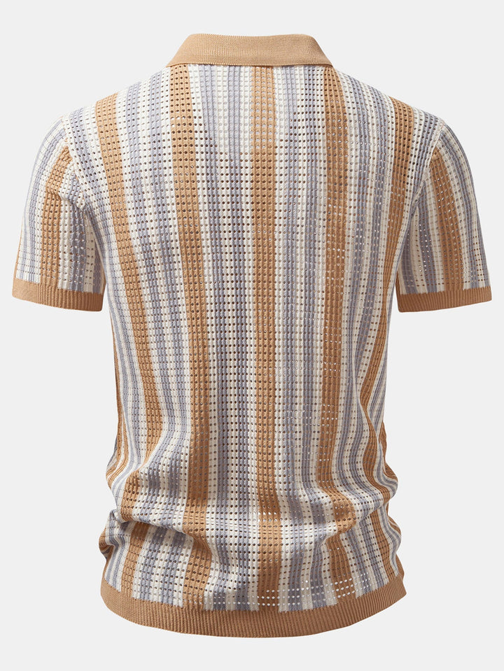 Camicia in crochet a occhielli a righe