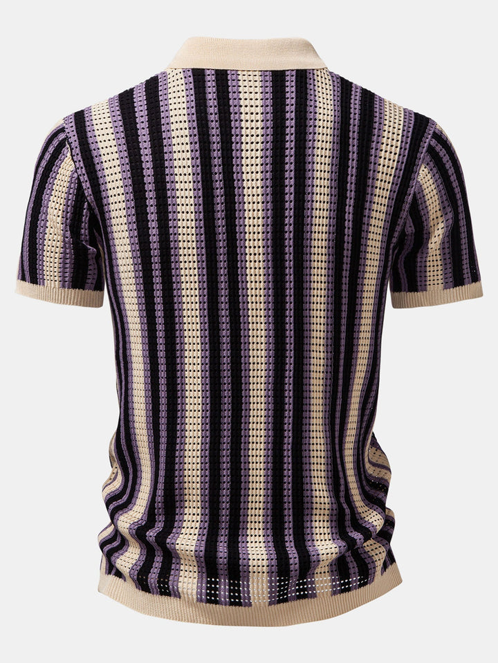Camicia in crochet a occhielli a righe