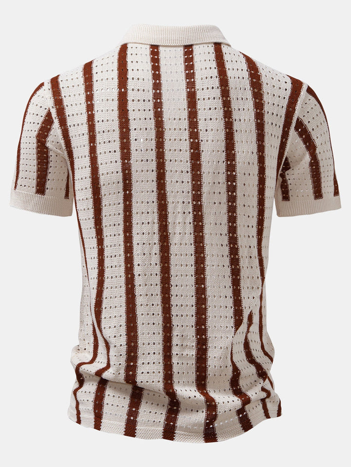 Camicia a maglia con occhietti a righe
