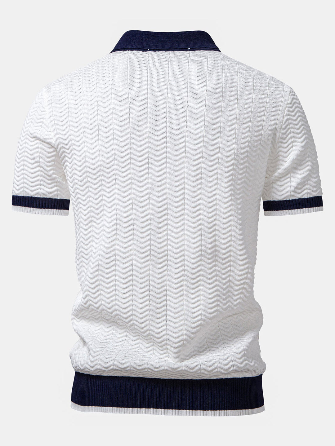 Polo a colletto a V in maglia a contrasto di texture