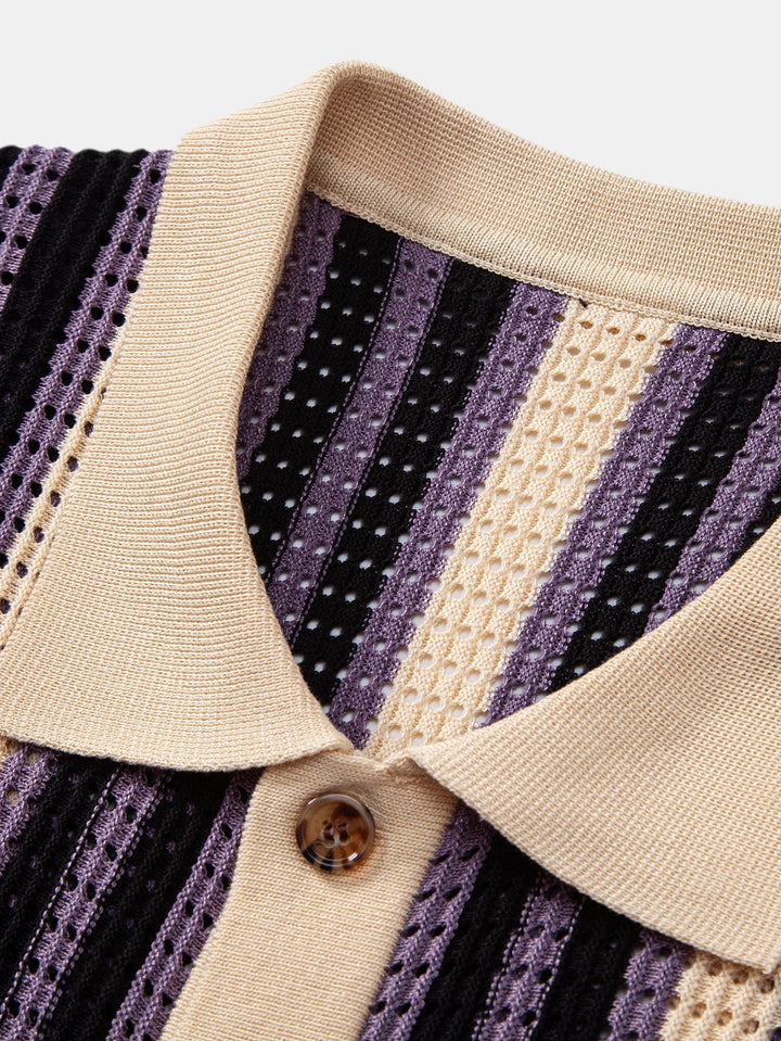 Camicia in crochet a occhielli a righe