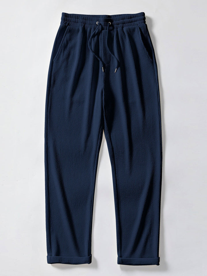 Chemise côtelée à manches longues, ajustée muscle, boutonnée & pantalon côtelé à jambe droite