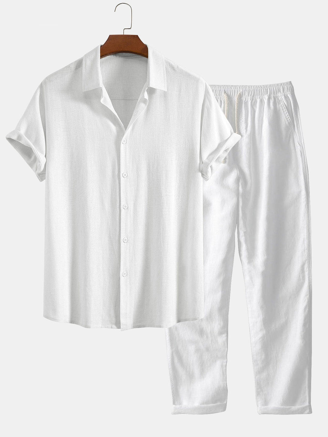 Camicia a bottoni in misto lino e rayon & Pantaloni in lino a gamba dritta