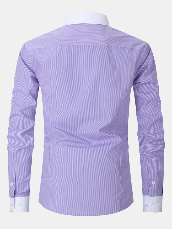Camicia elegante con colletto a contrasto a righe
