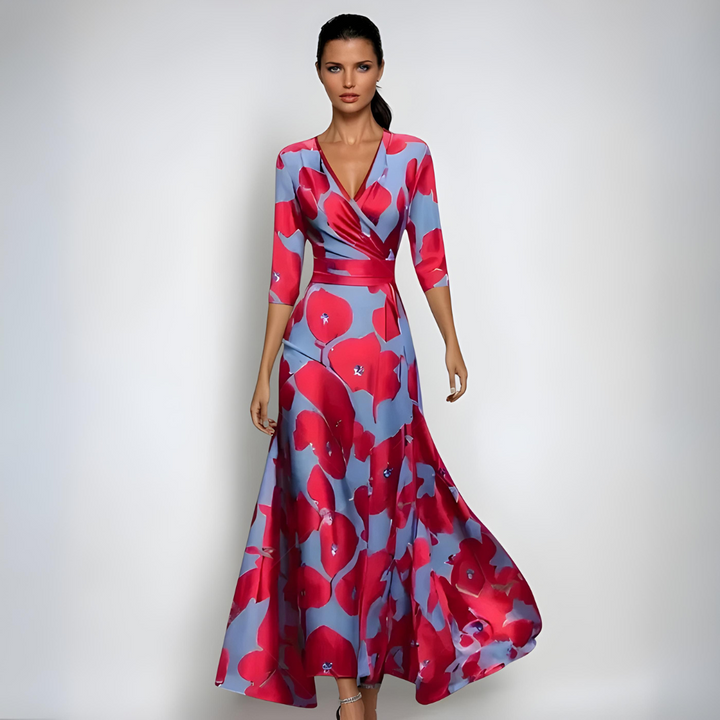Janoa™ | Abito Maxi a Involucro Elegante con Fiori