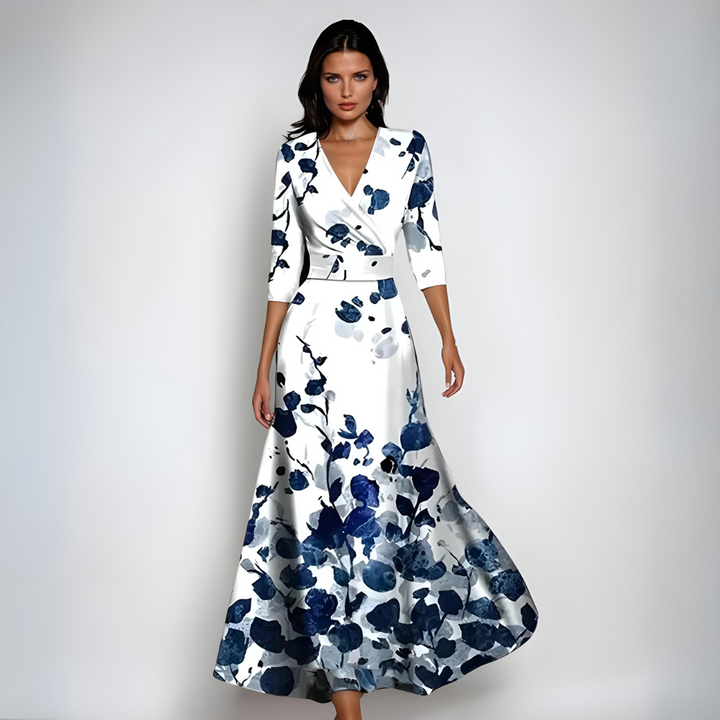 Janoa™ | Abito Maxi a Involucro Elegante con Fiori