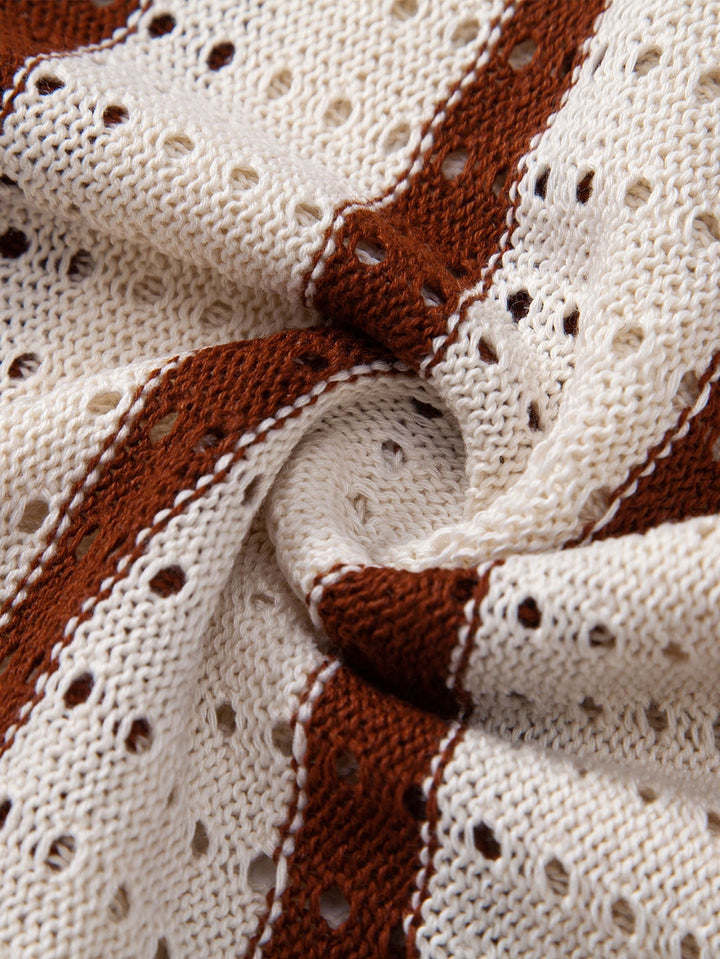 Camicia a maglia con occhietti a righe