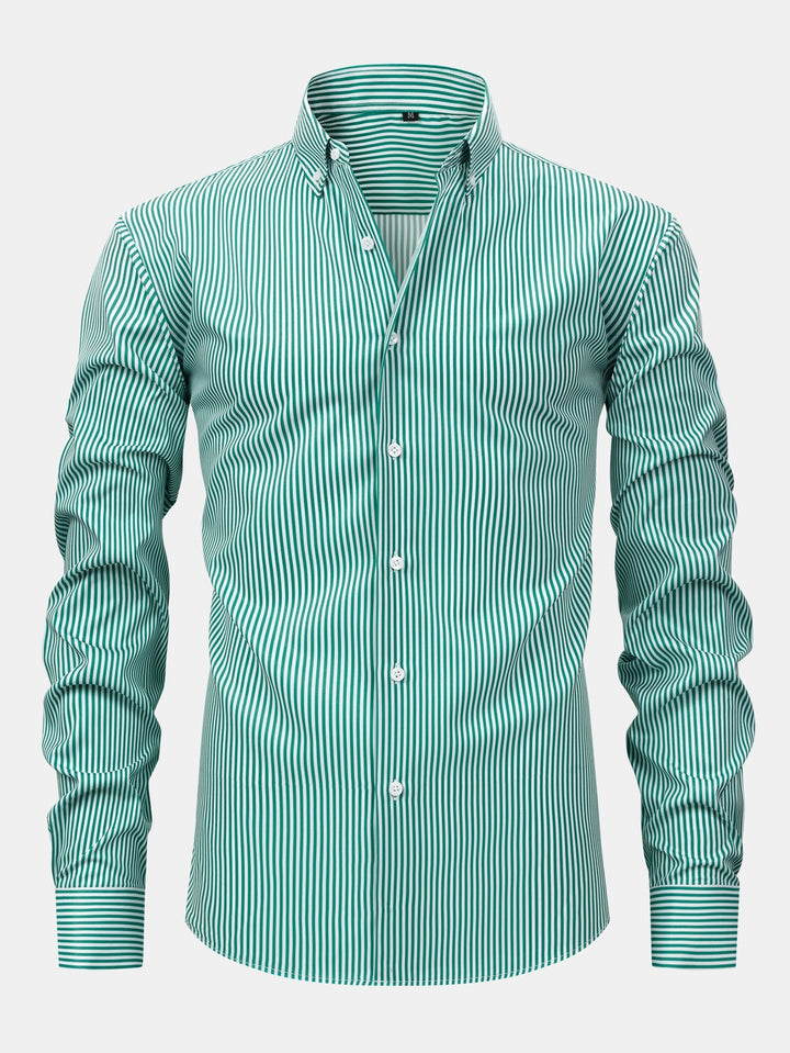 Camicia a righe a maniche lunghe con bottoni & Pantaloni dritti con vita elastica