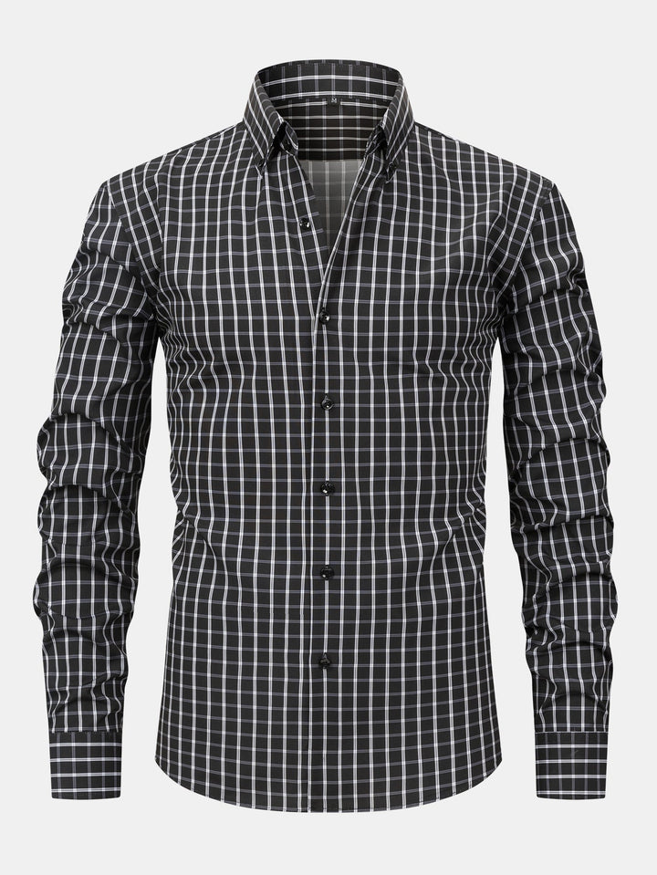Camicia a quadri a maniche lunghe con bottoni & Pantaloni dritti con vita elastica