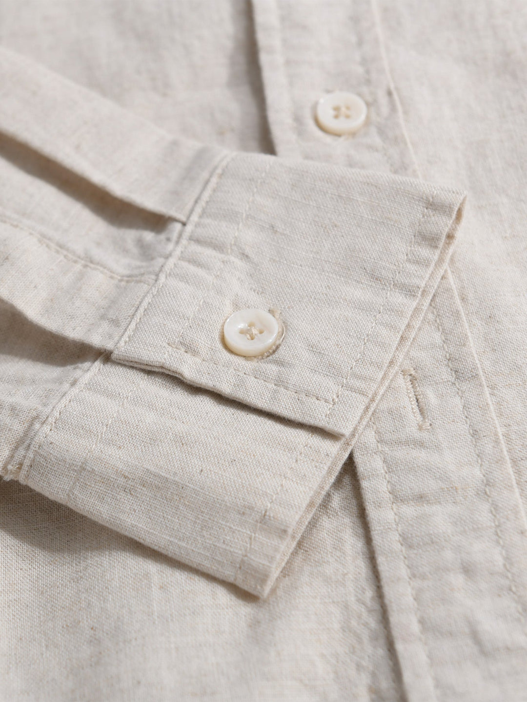 Camicia in lino e cotone a maniche lunghe con tasca & pantaloni in lino a gamba dritta