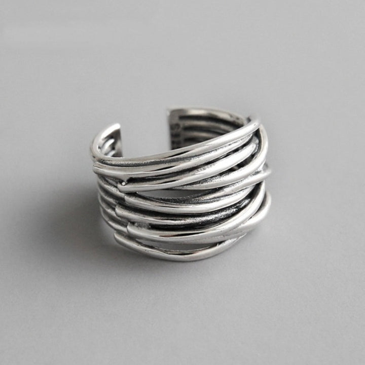 Anello sovrapposto regolabile in argento sterling 925
