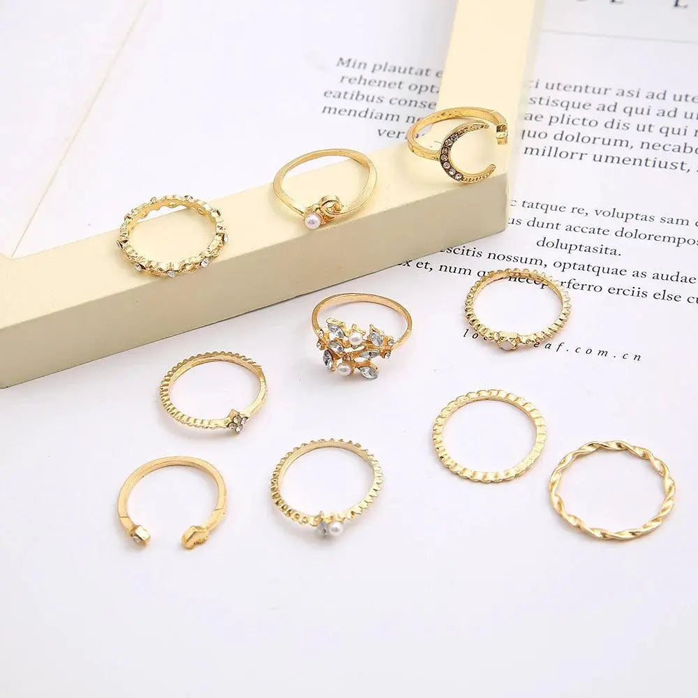 Pacchetto di 10 anelli bohemien in argento e placcati oro