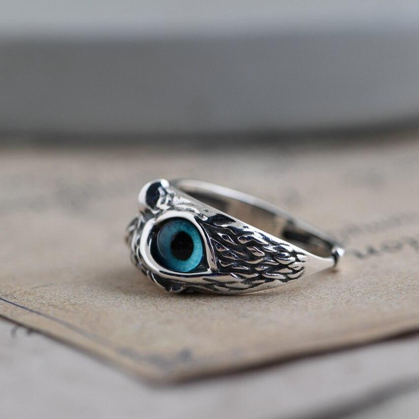 Anello Regolabile Gufo di Buona Fortuna in Argento e Opale