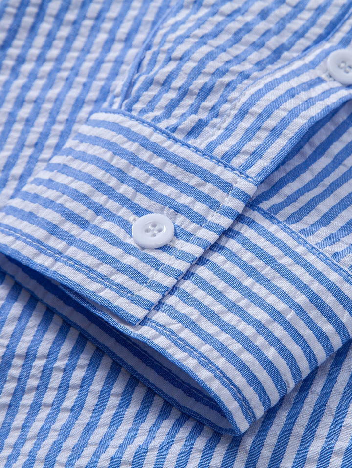 Camicia a righe con bottoni in seersucker