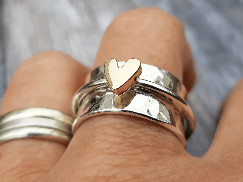 Mely - Anello in argento cuore dorato