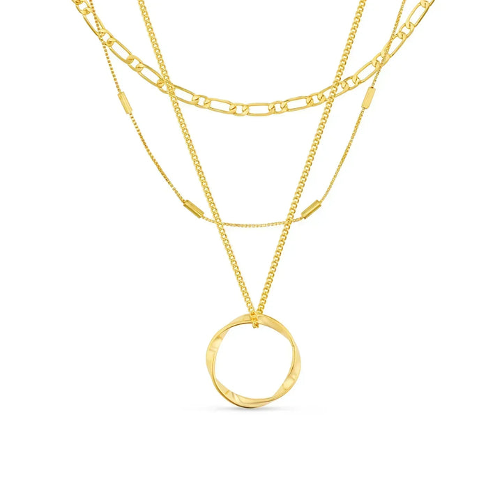Collana a tre file in cerchio aperto