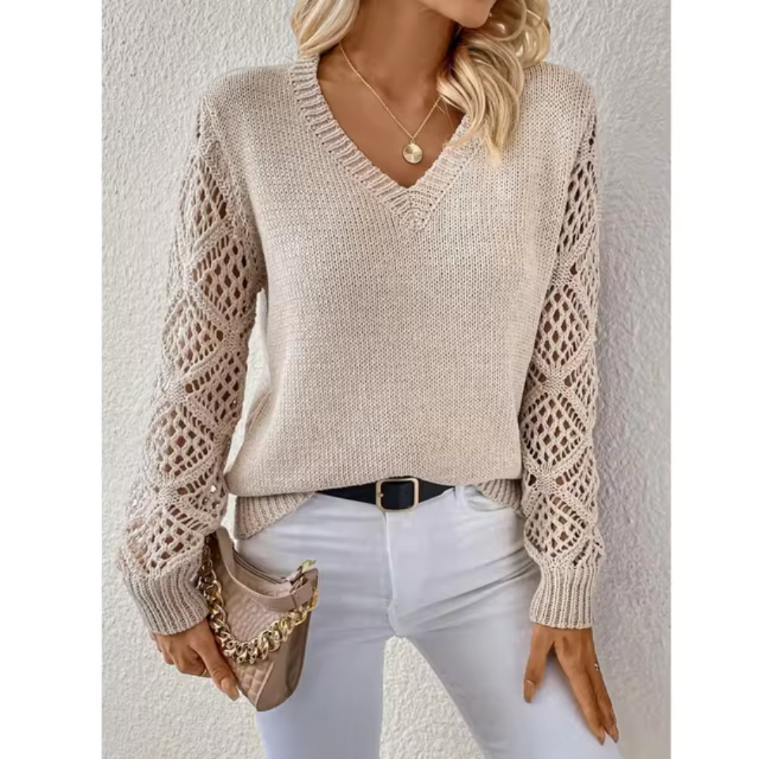 Opale™ | Maglione Casual con Collo a V in Maglia