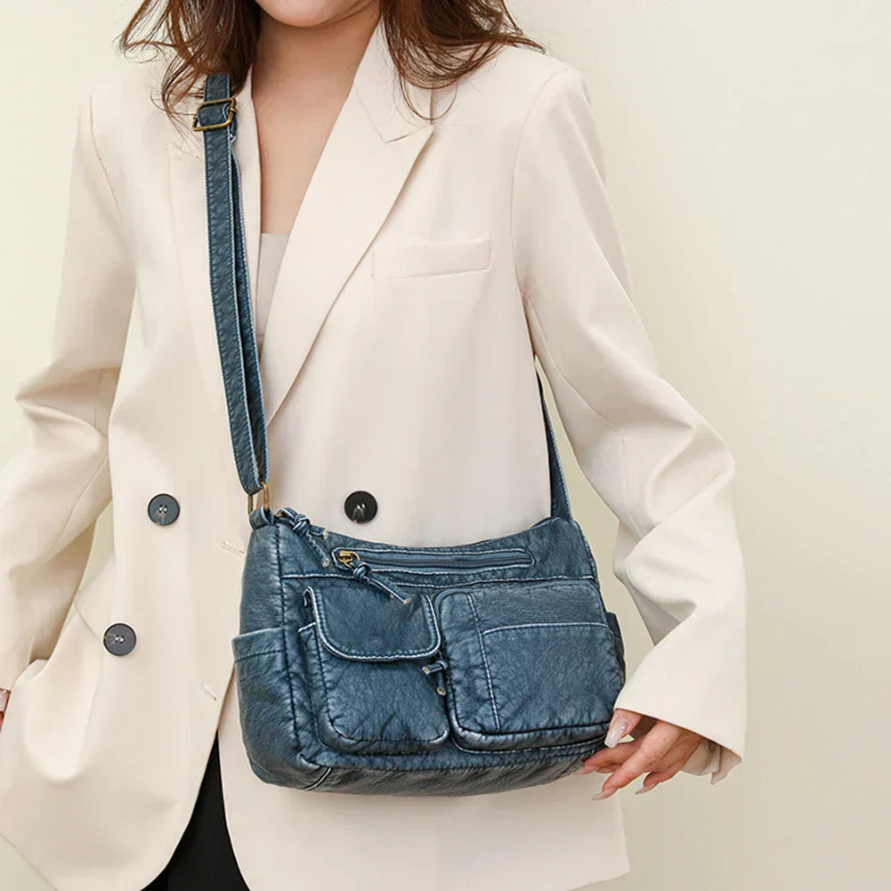 Selma™ | Borsa a tracolla vintage con diverse tasche