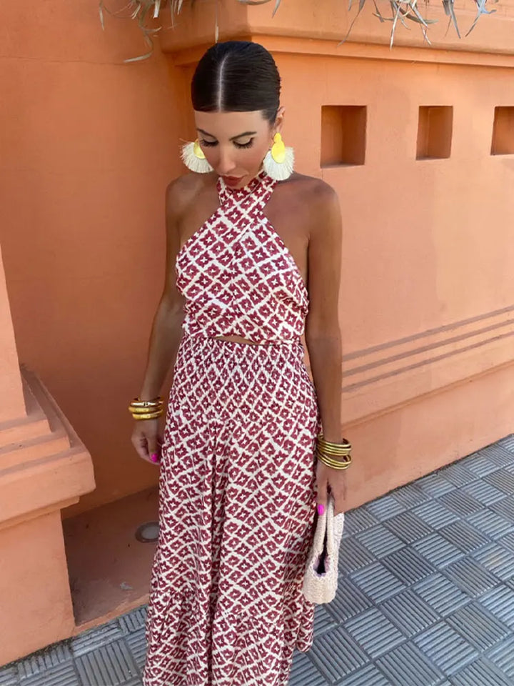 Mickay - Abito midi elegante con volant e senza spalle