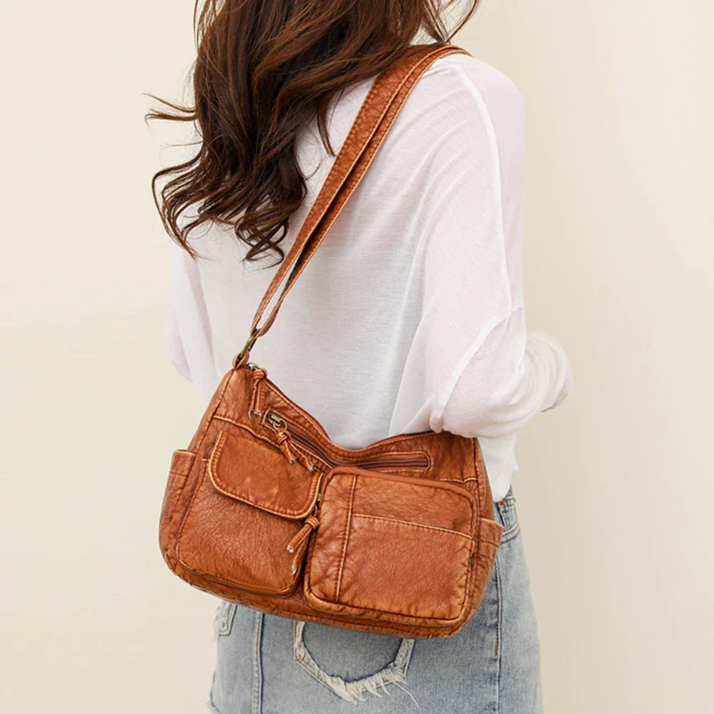 Selma™ | Borsa a tracolla vintage con diverse tasche