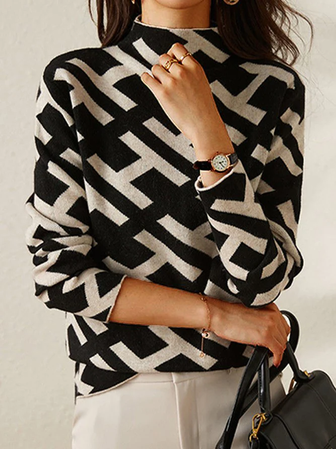 Mikee™ | Pullover geometrico con alfabeto nero