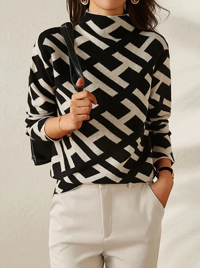 Mikee™ | Pullover geometrico con alfabeto nero